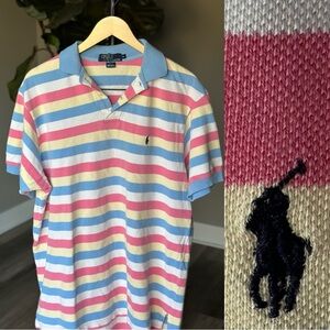 XL Vintage Ralph Lauren Easter Cotton Candy Old Kanye Style Stripe Polo Shirt